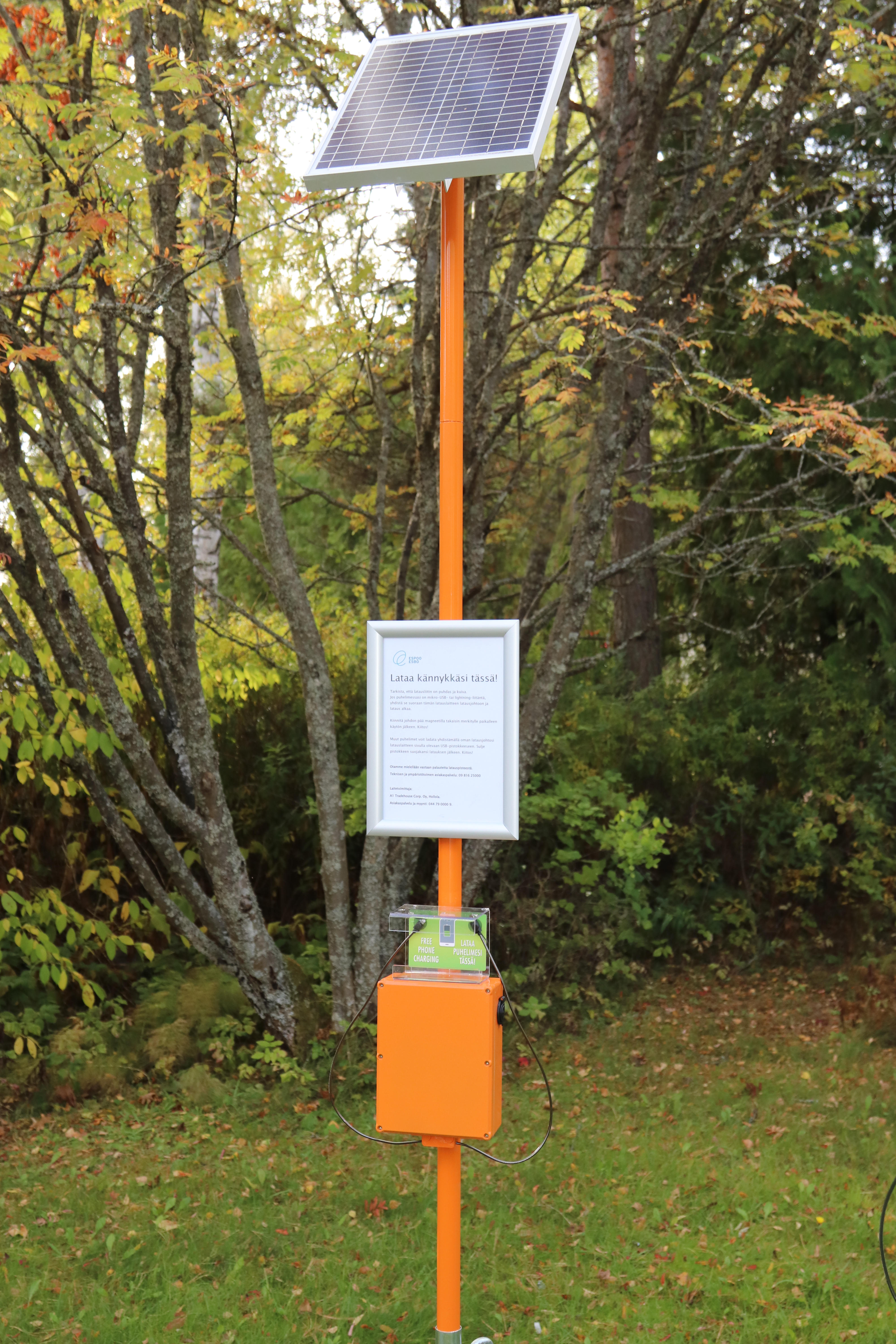 A1 Tradehouse Corp. Oy

Solar Charger for Parks and Public Areas

A1 Tradehouse