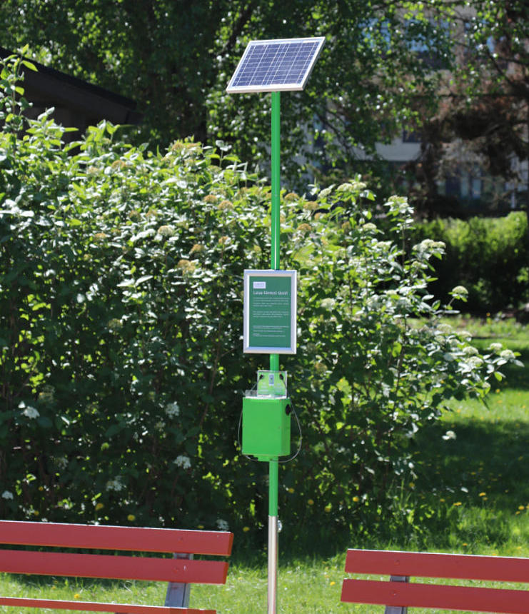 Solar Mobile Charger for Outdoors Use. Mobile Charger for Parks, City, Sports Places, Restaurants.